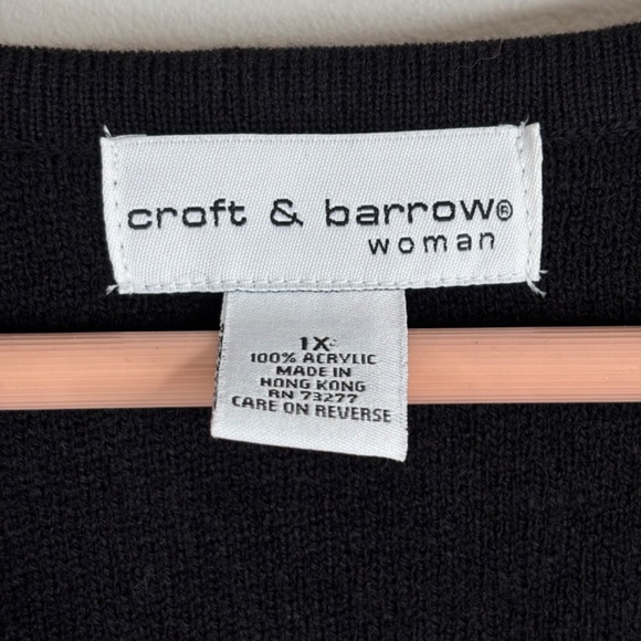 VTG Christmas Sweater Vest 1X Croft & Barrow Embroidered Floral Poinsettia Plaid - Picture 5 of 8